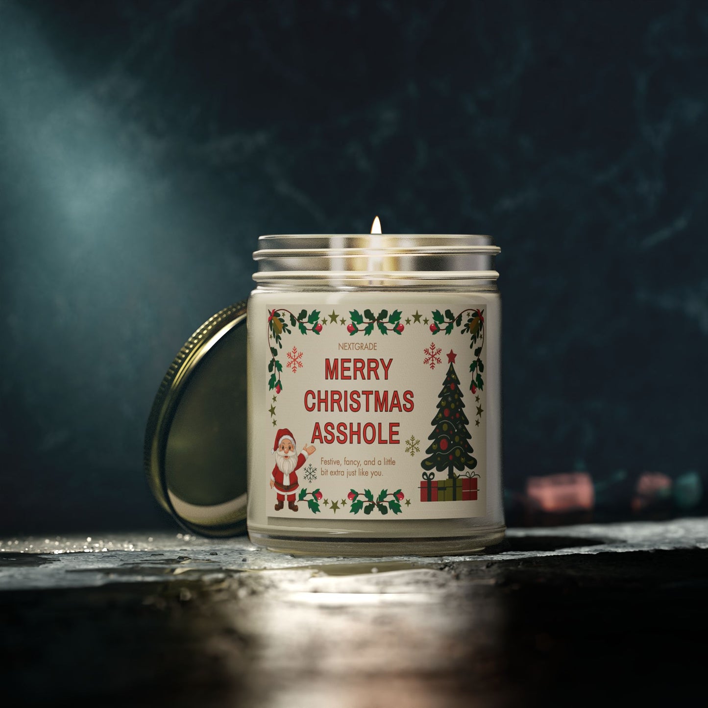 Merry Christmas Asshole Candle Funny Holiday Gift for Friends, Coworkers, or Siblings | Hilarious Christmas Candle | Hand-Poured Soy Wax