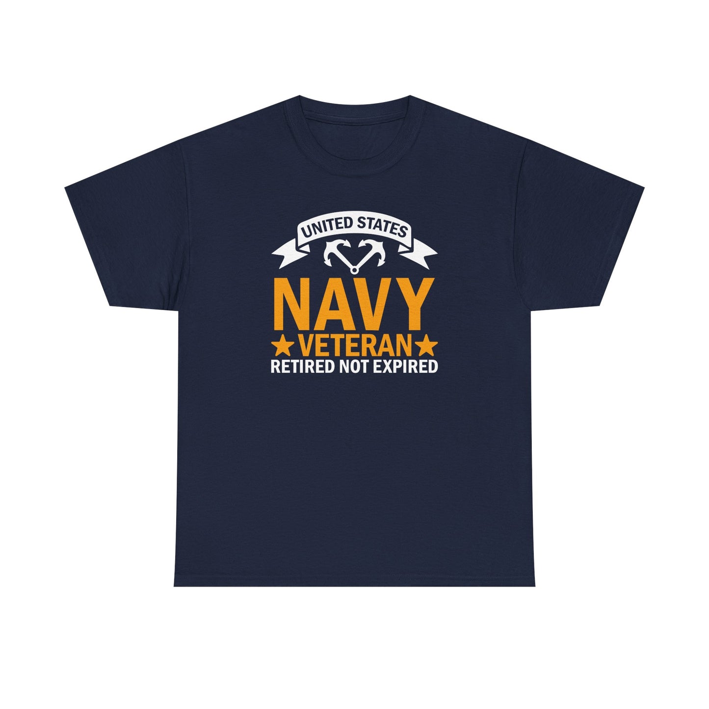 Navy Veteran Heavy Cotton T-Shirt, Gifts for Veterans, Memorial Day, Patriotic Apparel, Retired Not Expired, Gift for dad