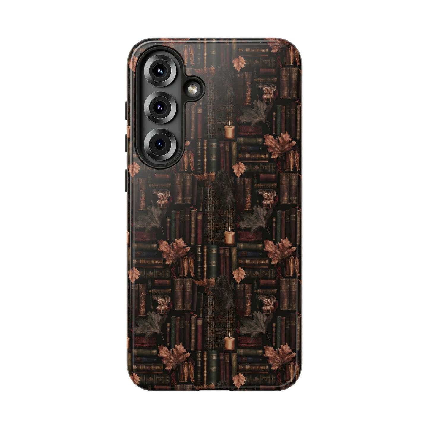 Gothic Phone Case Dark Academia Literary iPhone Samsung Cover with Books & Flowers, Phone case