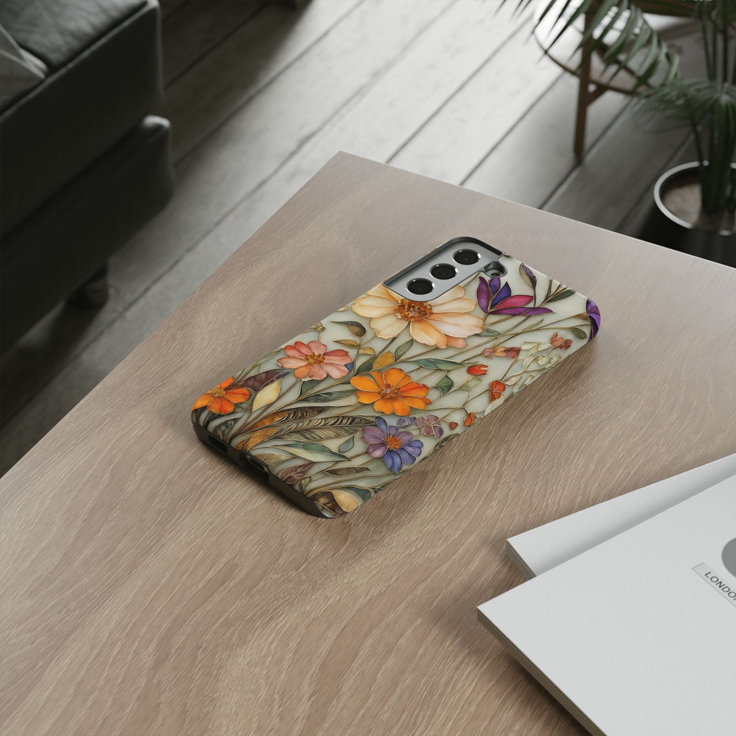 Phone case For iPhone & Samsung, Wildflower Mosaic MagSafe iPhone Case: Botanical Floral Design iPhone