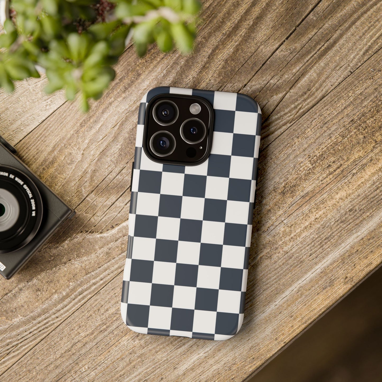 Navy Checkerboard Phone Case, iPhone 17 Pro, 17, 16, 15, 14, 13, 12, 11, X, XR, XS MAX, Tough Case for iPhone