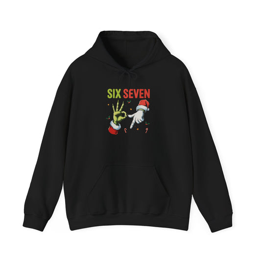 Funny Six Seven Christmas Hoodie | Santa Hands Holiday Pullover | Unisex Cozy Christmas Sweatshirt | Funny Holiday Gift for Men Women