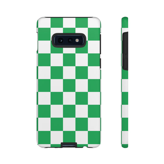 Green Checkered Phone Case, Phone Cases Samsung Galaxy S25, S25 Plus, S24, S24 Plus, S24 Ultra, S23, S22, S22 Plus, S21 Ultra, S21 FE, S20+