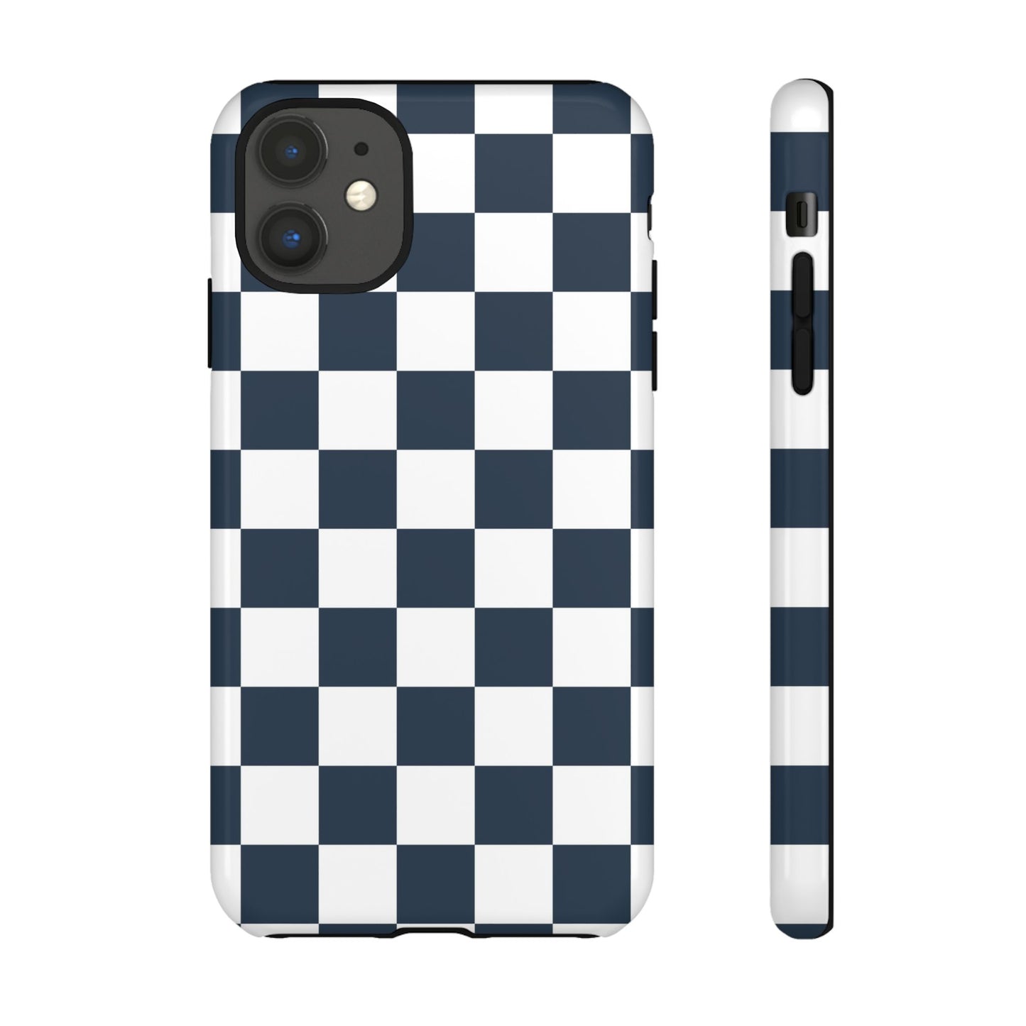Navy Checkerboard Phone Case, iPhone 17 Pro, 17, 16, 15, 14, 13, 12, 11, X, XR, XS MAX, Tough Case for iPhone
