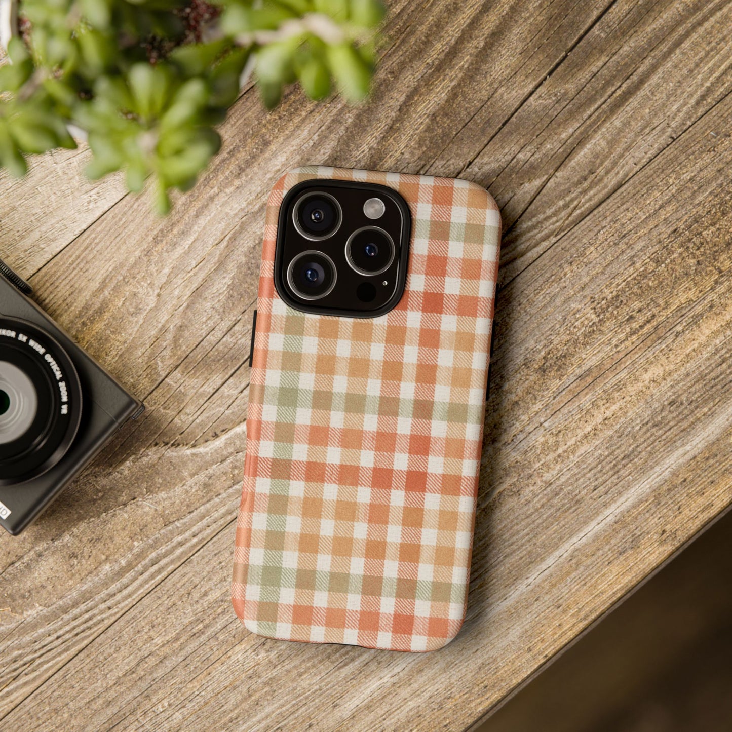 Boho Checkered Phone Case | Neutral Aesthetic Plaid Case | Retro Minimalist Check Design | iPhone Cover | Samsung Cover