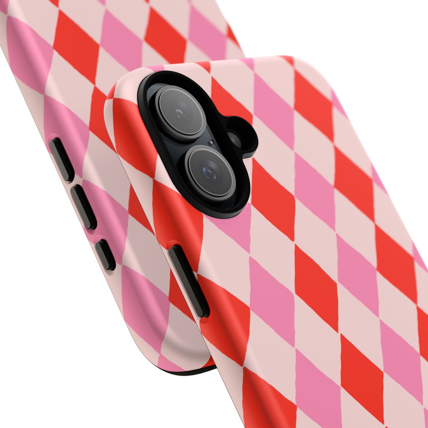 Tough Cases with Red Pink Diamonds, Retro Checkerboard iPhone Case And Samsung Case, Slim Fit Phone Case, Stylish Gift