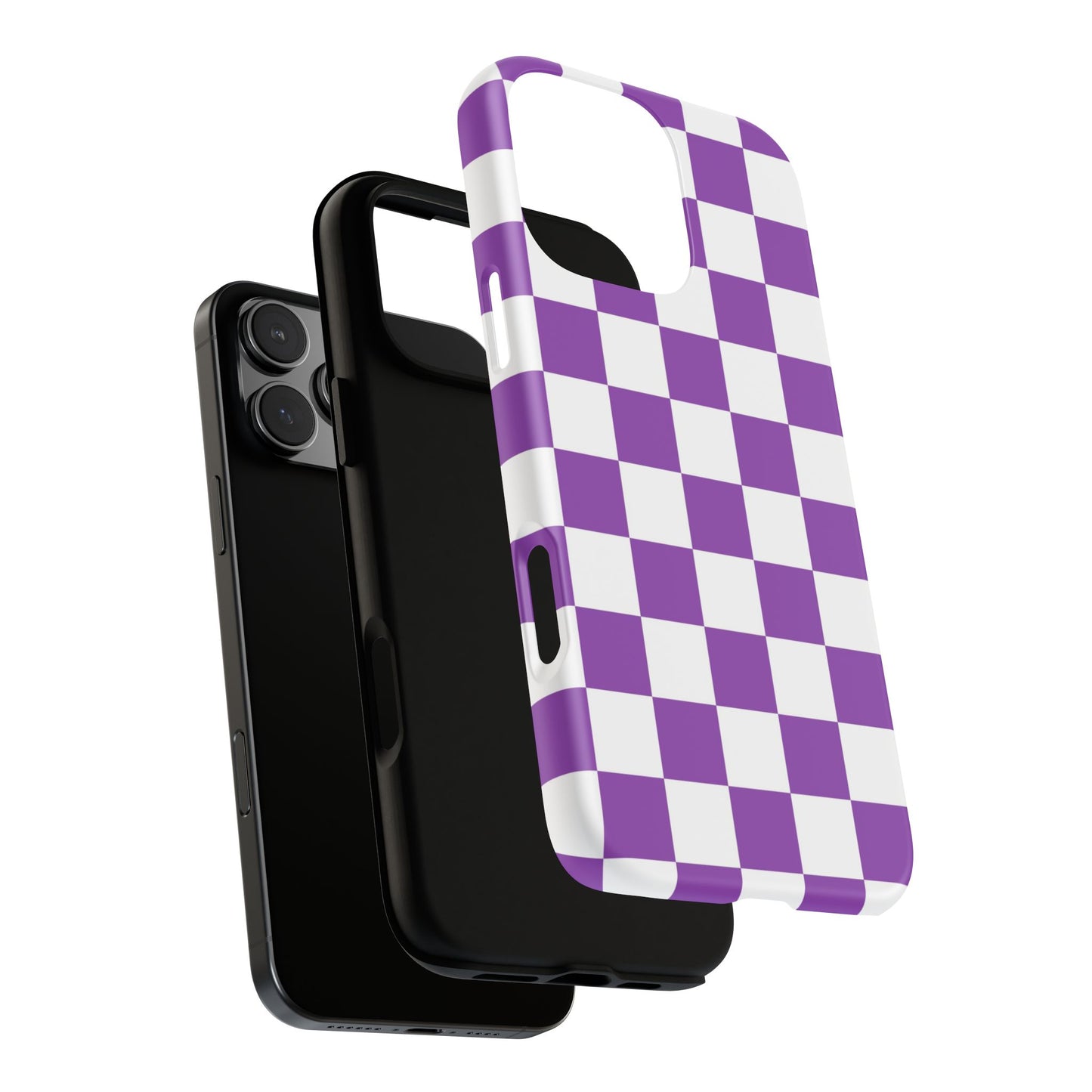 Purple Checkered Phone Case,  iPhone 17 Pro, 17, 16, 15, 14, 13, 12, 11, X, XR, XS MAX, Trendy Gift for Friends, Accessory for Occasions