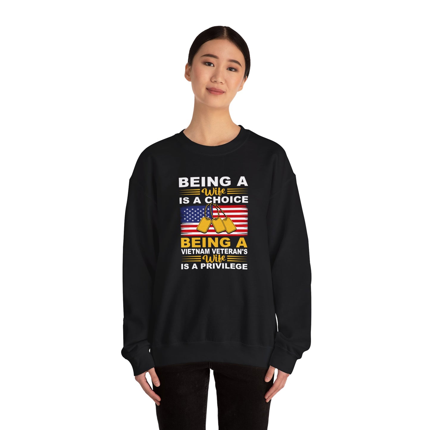 Vietnam Veteran Spouse Sweatshirt, Patriotic Crewneck, Gift for Veteran's Wife, Military Appreciation Apparel, Remembrance Day Gift