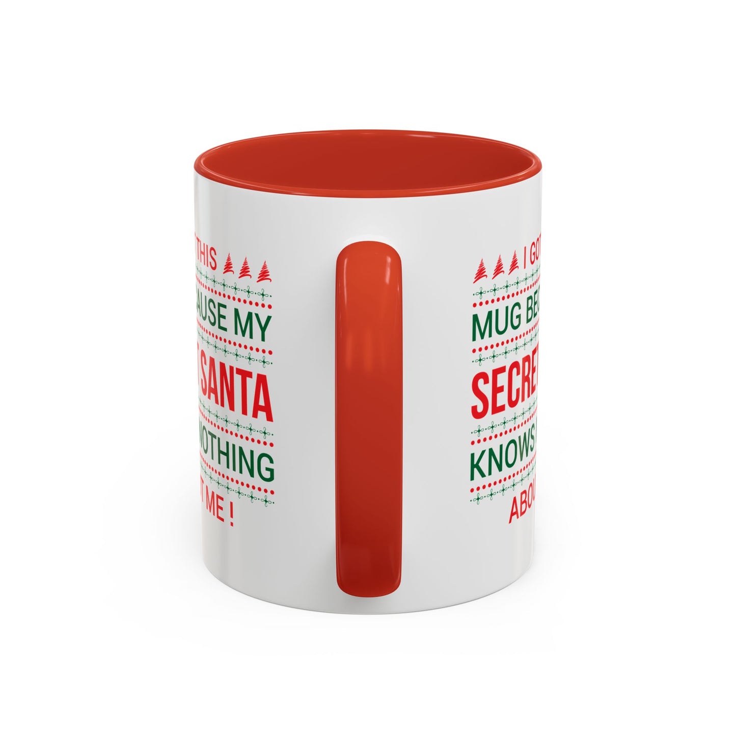 Personalized Secret Santa Accent Coffee Mug, Holiday Gift, Funny Christmas Mug, Unique Office Secret Santa Gift, Custom Drinkware
