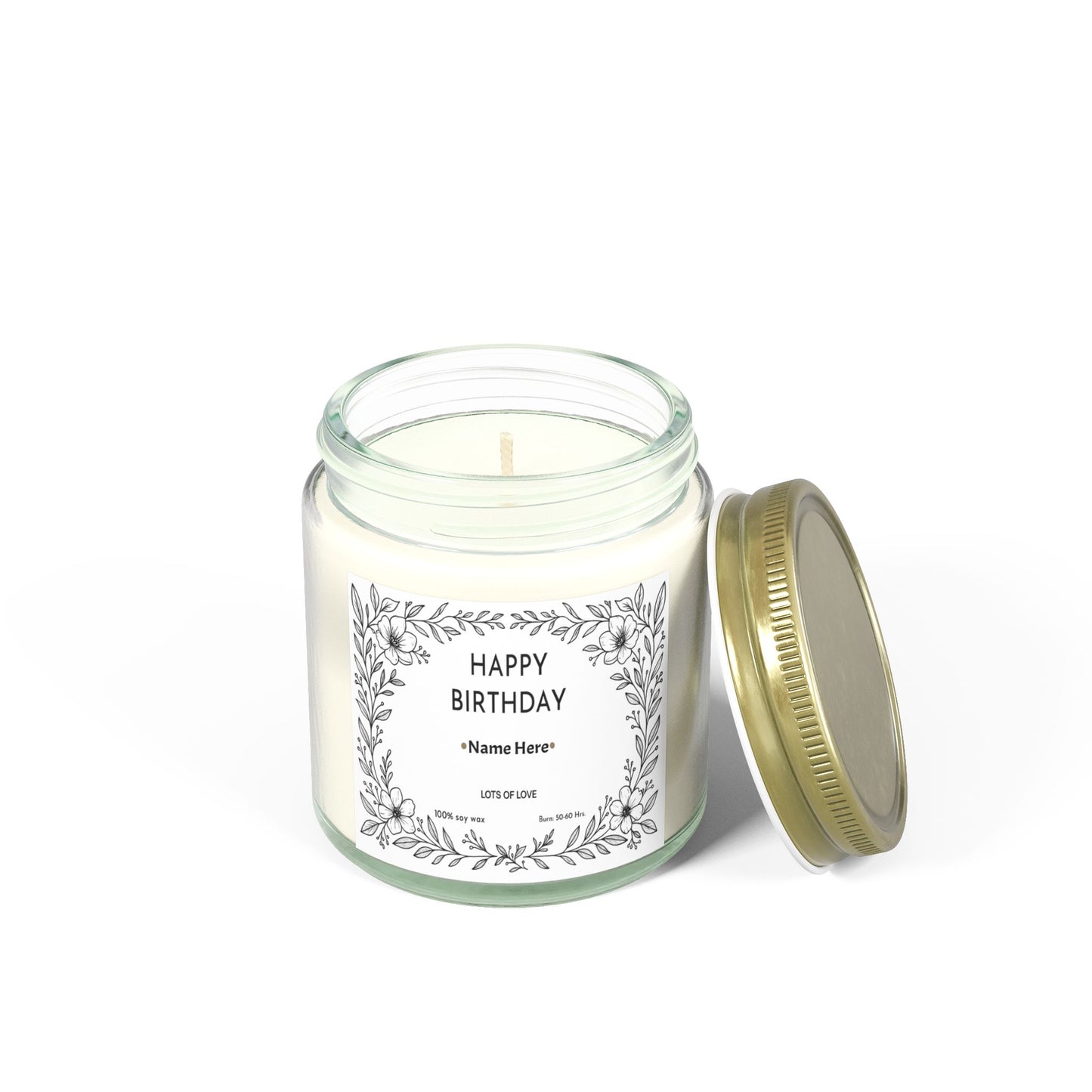 Personalised Birthday Scented Candle, Custom Birthday Gift, Candle Gift with Name for Her Friend Sister Mum Nanny Add Your Custom Text
