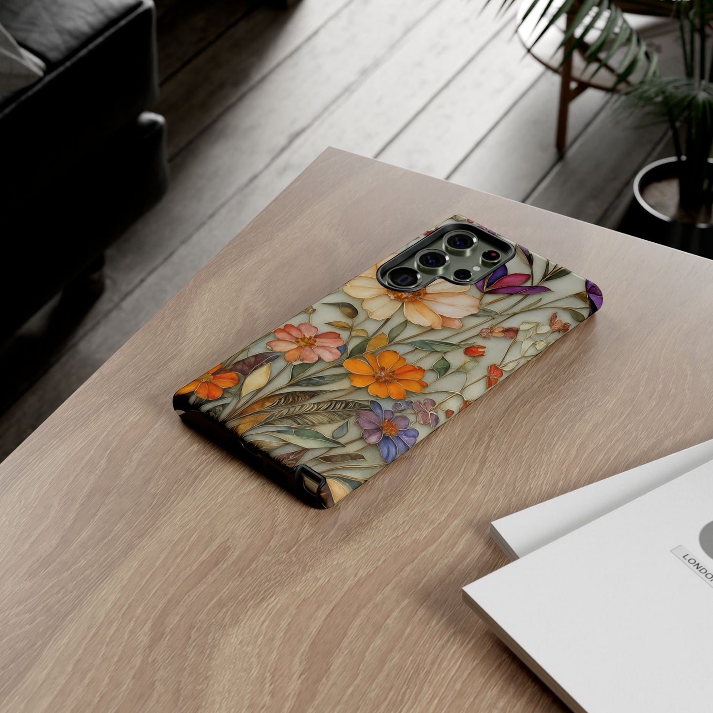 Phone case For iPhone & Samsung, Wildflower Mosaic MagSafe iPhone Case: Botanical Floral Design iPhone