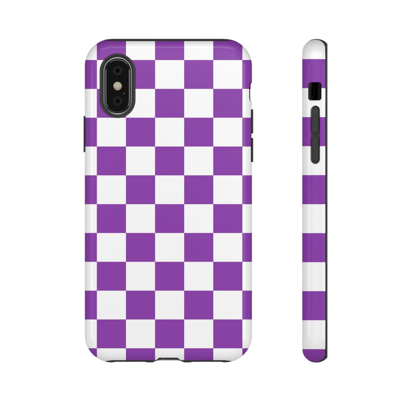 Purple Checkered Phone Case,  iPhone 17 Pro, 17, 16, 15, 14, 13, 12, 11, X, XR, XS MAX, Trendy Gift for Friends, Accessory for Occasions