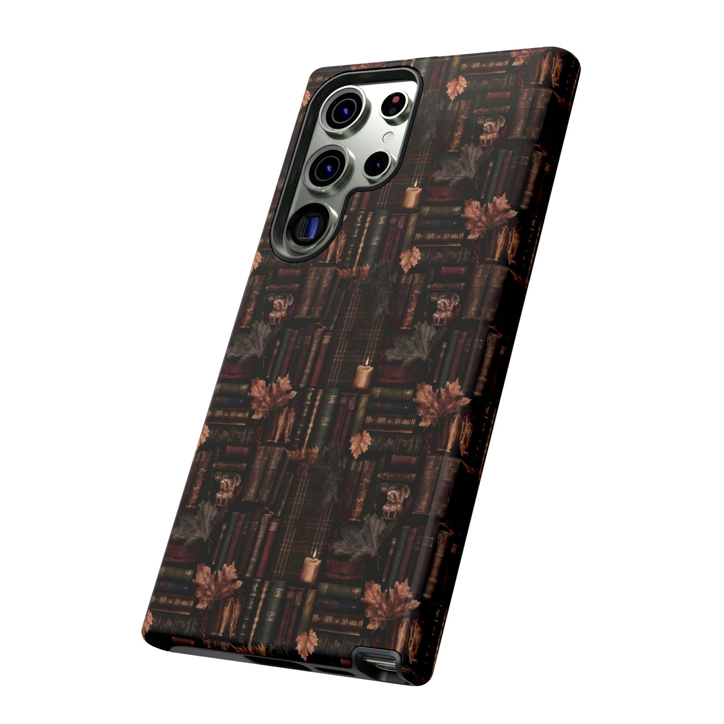 Gothic Phone Case Dark Academia Literary iPhone Samsung Cover with Books & Flowers, Phone case