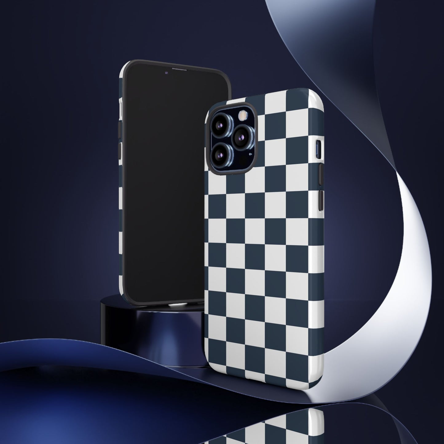 Navy Checkerboard Phone Case, iPhone 17 Pro, 17, 16, 15, 14, 13, 12, 11, X, XR, XS MAX, Tough Case for iPhone