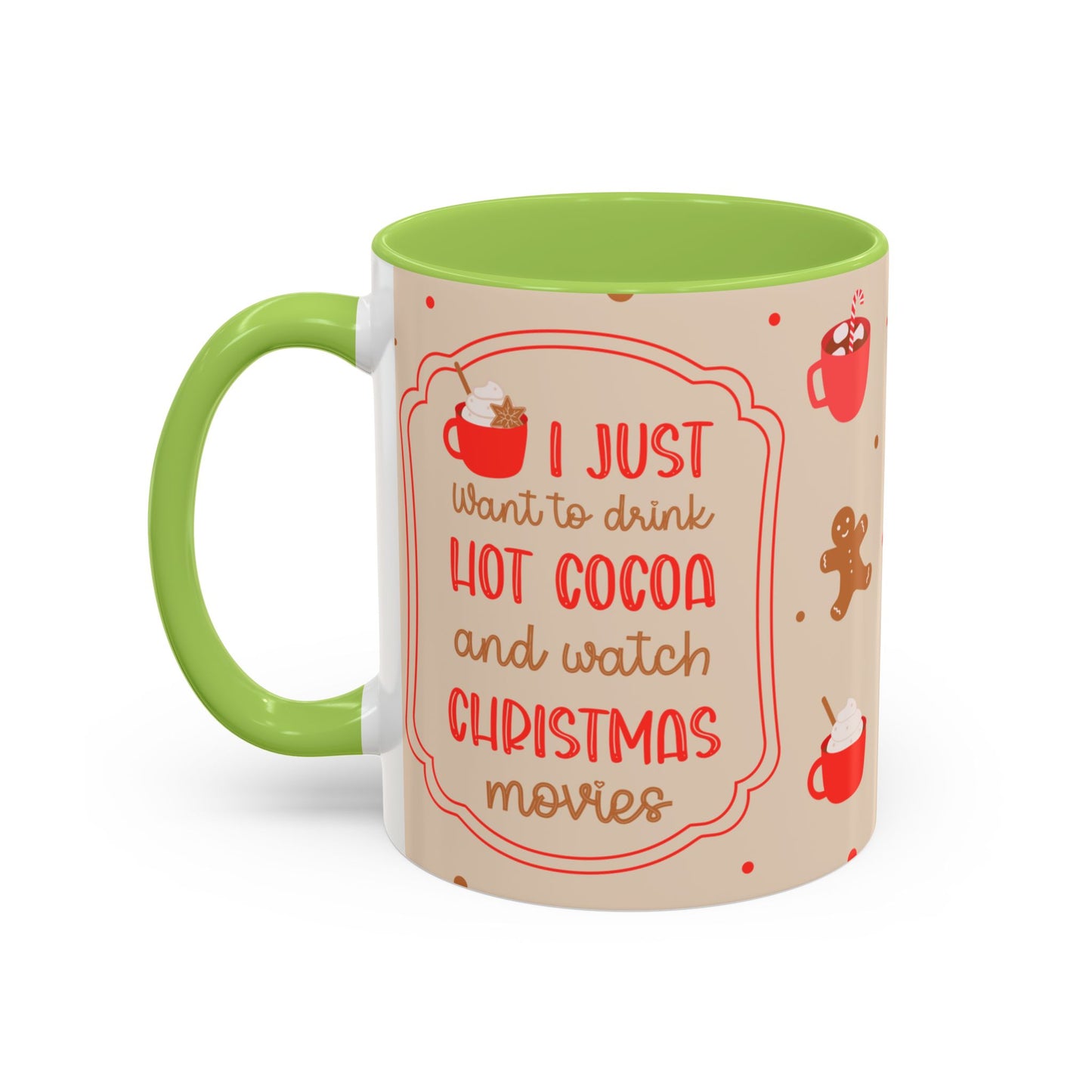 Festive Accent Coffee Mug, Holiday Gift, Hot Chocolate Lover, Christmas Decor, Winter Vibes, Cozy Mugs, Gift for her