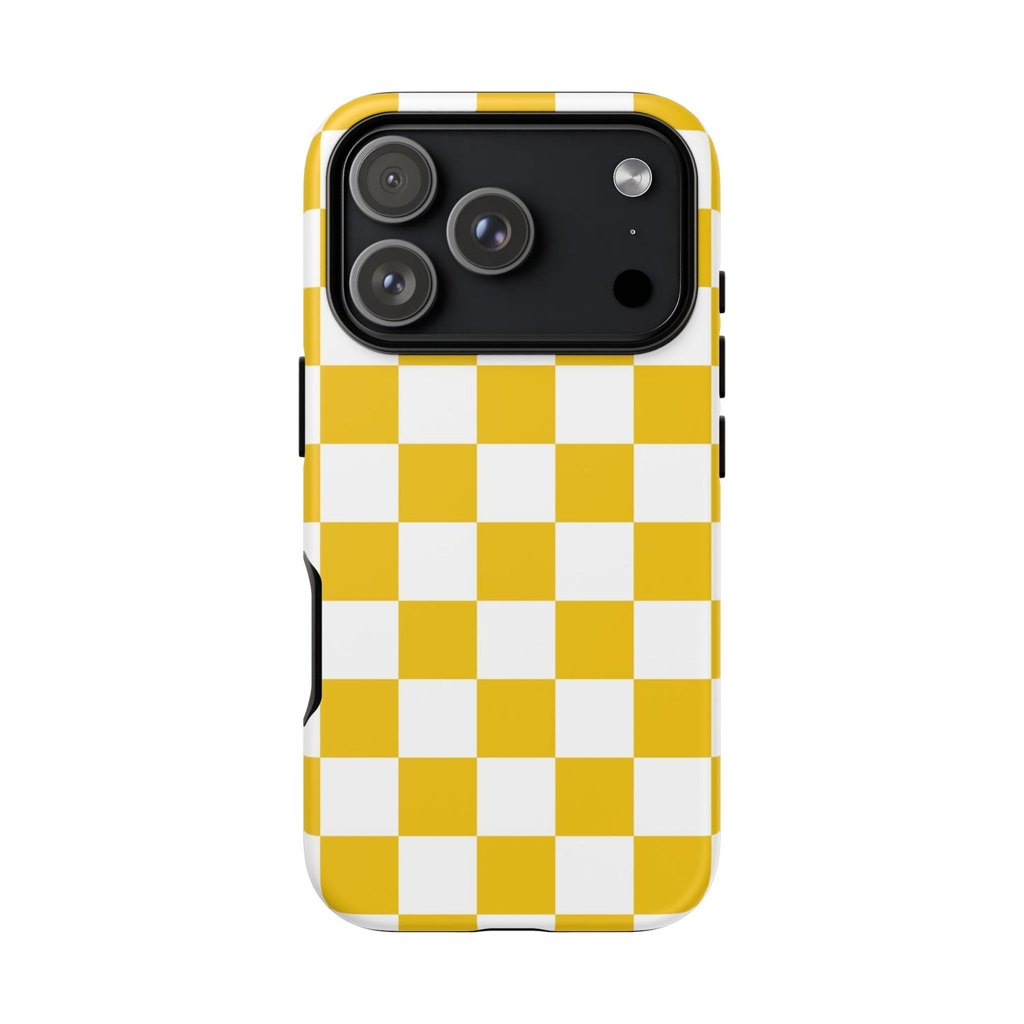 Yellow Checkered Phone Case - iPhone 17 Pro, 17, 16, 15, 14, 13, 12, 11, X, XR, XS MAX, Gift for Friends