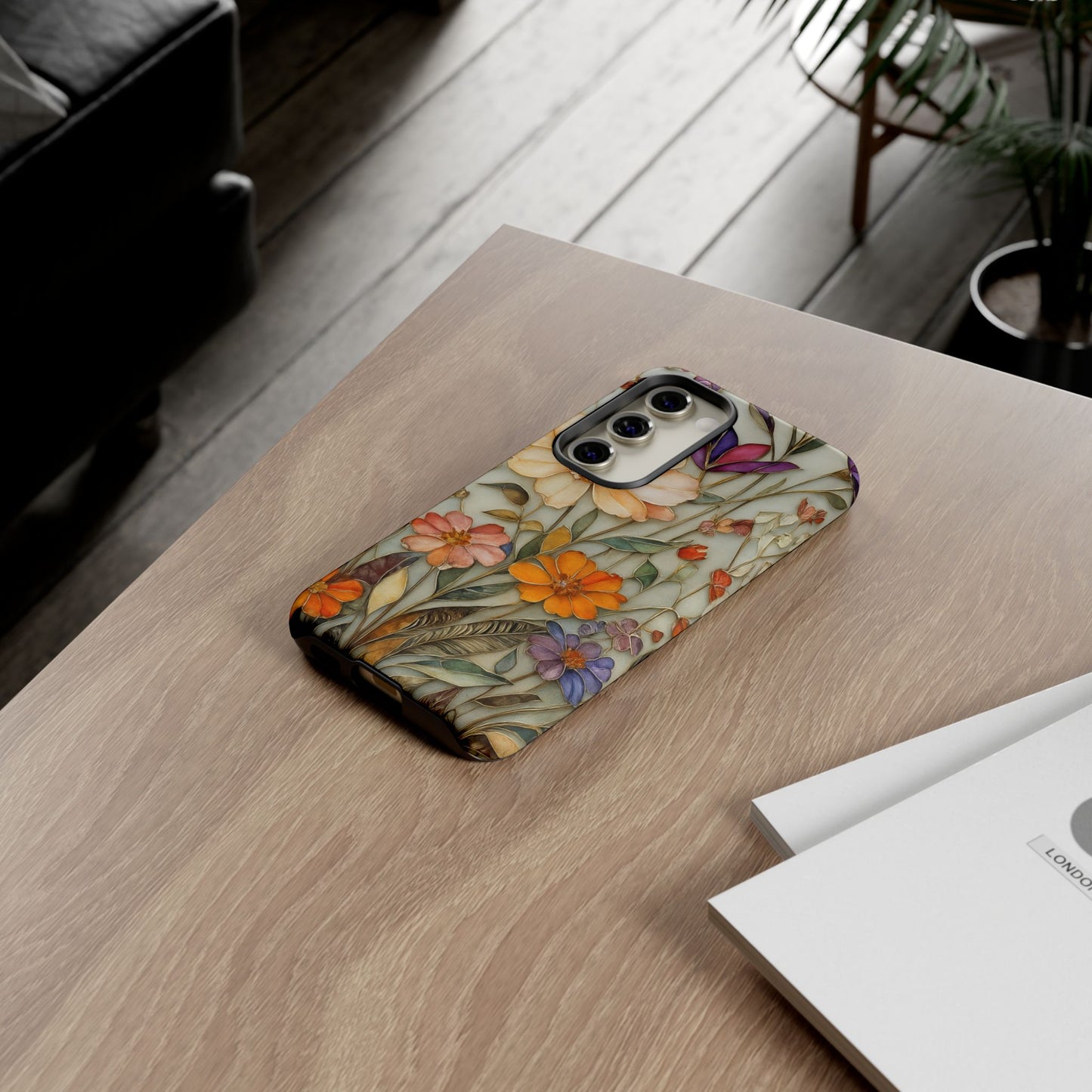 Phone case For iPhone & Samsung, Wildflower Mosaic MagSafe iPhone Case: Botanical Floral Design iPhone