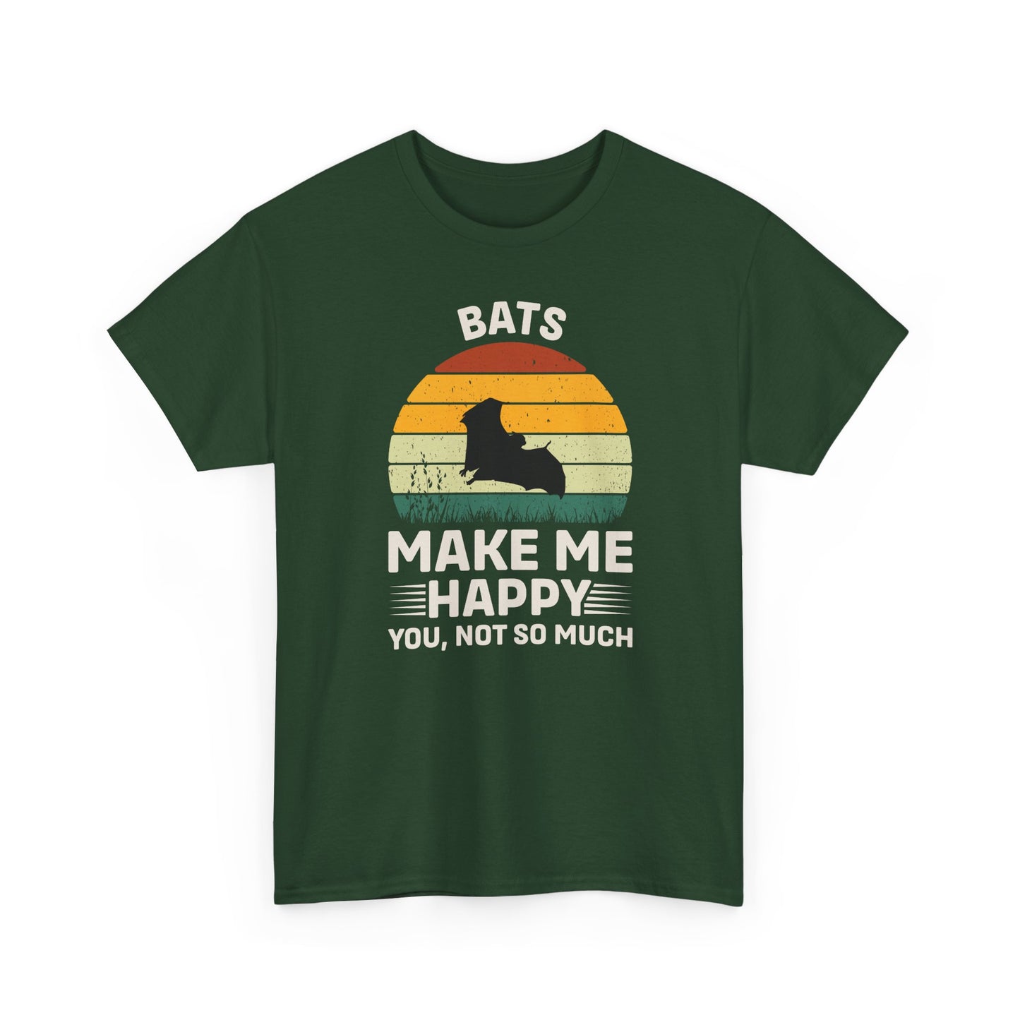 Bats Make Me Happy Unisex Heavy Cotton Tee, Funny Graphic Tee, Lovers Gift, Halloween Apparel, Everyday Casual Wear, Nature