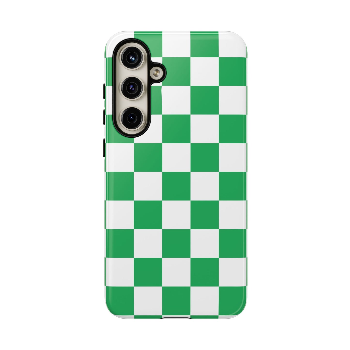 Green Checkered Phone Case, Phone Cases Samsung Galaxy S25, S25 Plus, S24, S24 Plus, S24 Ultra, S23, S22, S22 Plus, S21 Ultra, S21 FE, S20+
