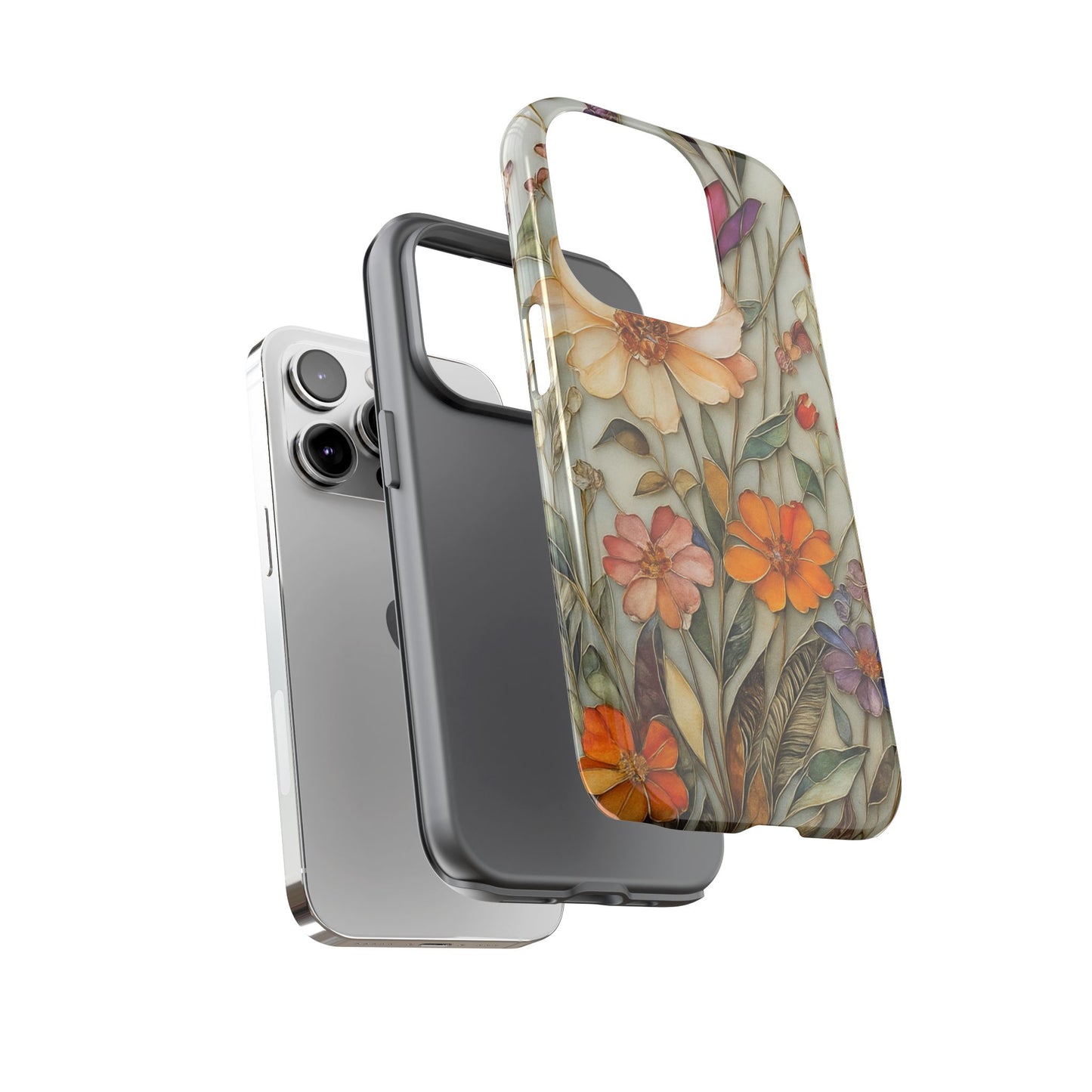 Phone case For iPhone & Samsung, Wildflower Mosaic MagSafe iPhone Case: Botanical Floral Design iPhone