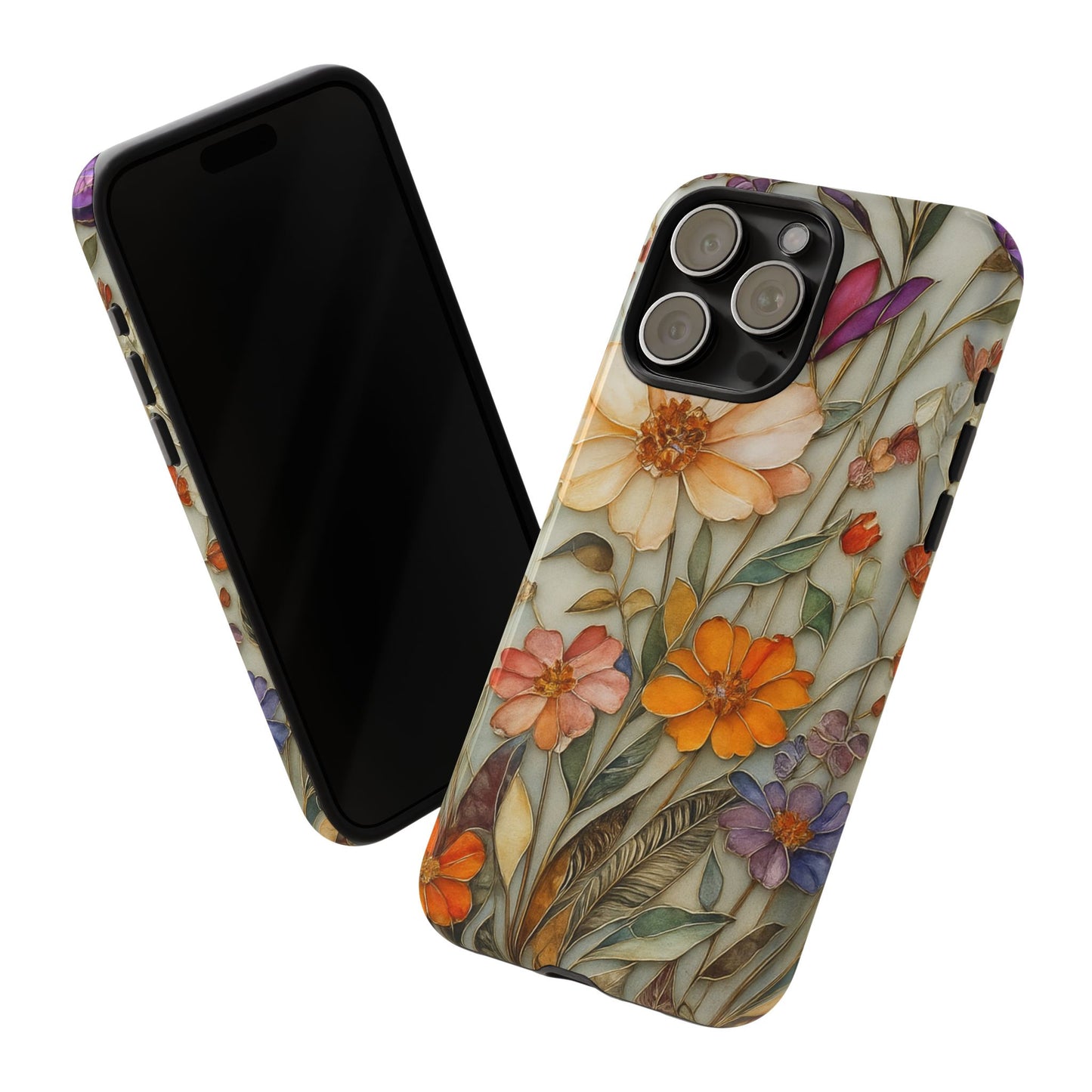 Phone case For iPhone & Samsung, Wildflower Mosaic MagSafe iPhone Case: Botanical Floral Design iPhone