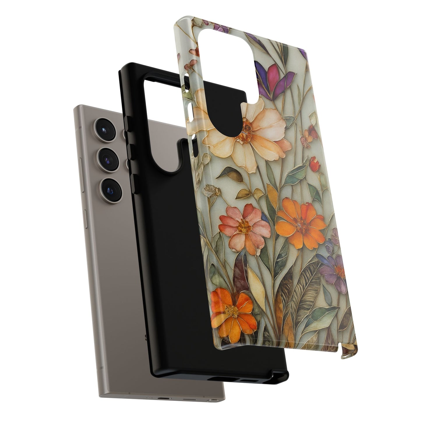 Phone case For iPhone & Samsung, Wildflower Mosaic MagSafe iPhone Case: Botanical Floral Design iPhone