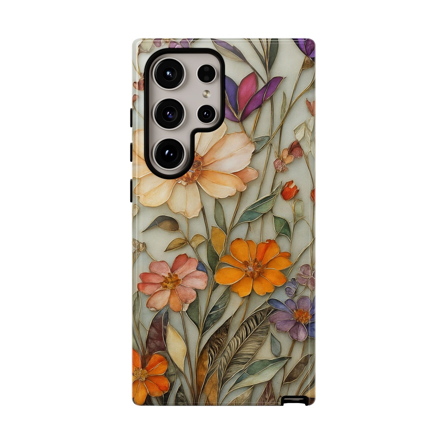 Phone case For iPhone & Samsung, Wildflower Mosaic MagSafe iPhone Case: Botanical Floral Design iPhone