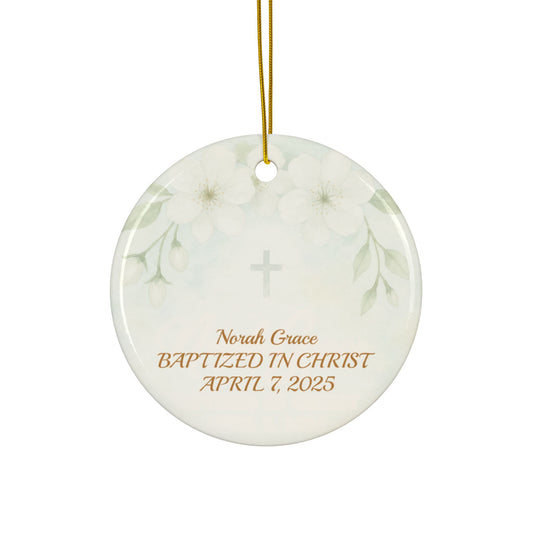 Personalized Baptism Ornament for Girl and boys, Custom Ceramic Keepsake, Goddaughter Gift, Dedication Ornament, Religious Holiday Decor