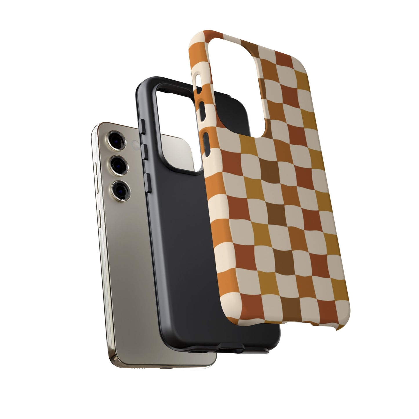 Boho Checked Phone Case, Checkerboard Design, Durable Protection, Phone Cover, Phone case For iPhone and Samsung, Trendy Phone Cover