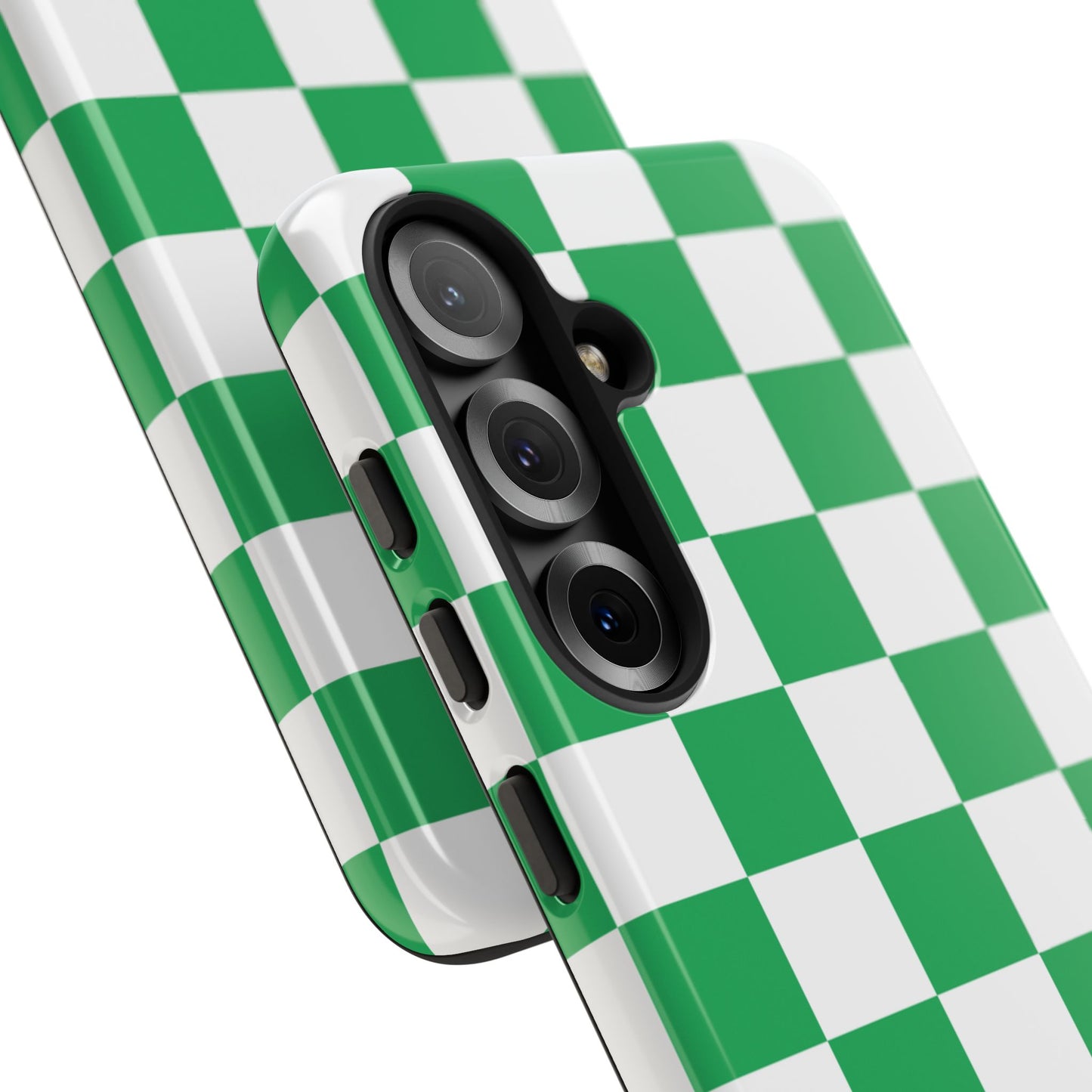 Green Checkered Phone Case, Phone Cases Samsung Galaxy S25, S25 Plus, S24, S24 Plus, S24 Ultra, S23, S22, S22 Plus, S21 Ultra, S21 FE, S20+