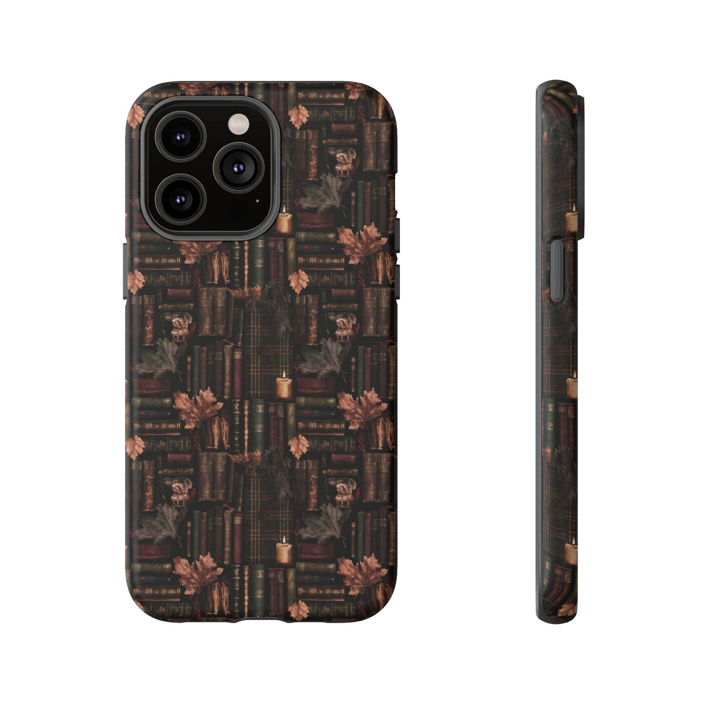 Gothic Phone Case Dark Academia Literary iPhone Samsung Cover with Books & Flowers, Phone case
