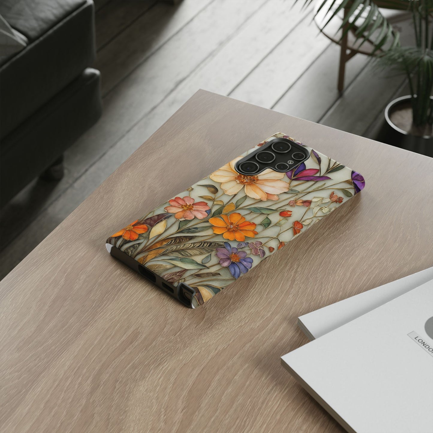 Phone case For iPhone & Samsung, Wildflower Mosaic MagSafe iPhone Case: Botanical Floral Design iPhone