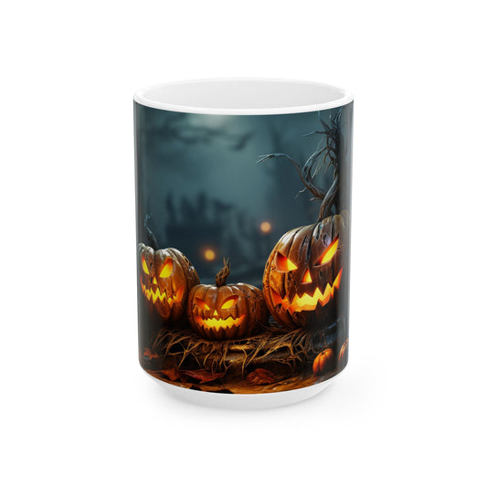 Halloween Pumpkin Ceramic Mug, Spooky Coffee Cup, Fall Decor, Gift for Halloween Lovers, Jack-O'-Lantern Mug, Seasonal Drinkware