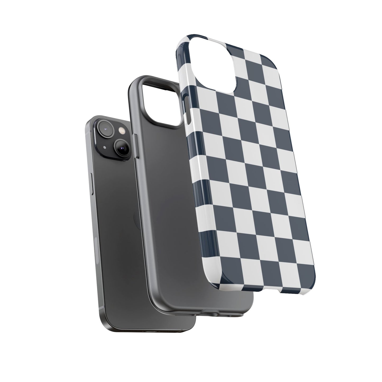 Navy Checkerboard Phone Case, iPhone 17 Pro, 17, 16, 15, 14, 13, 12, 11, X, XR, XS MAX, Tough Case for iPhone