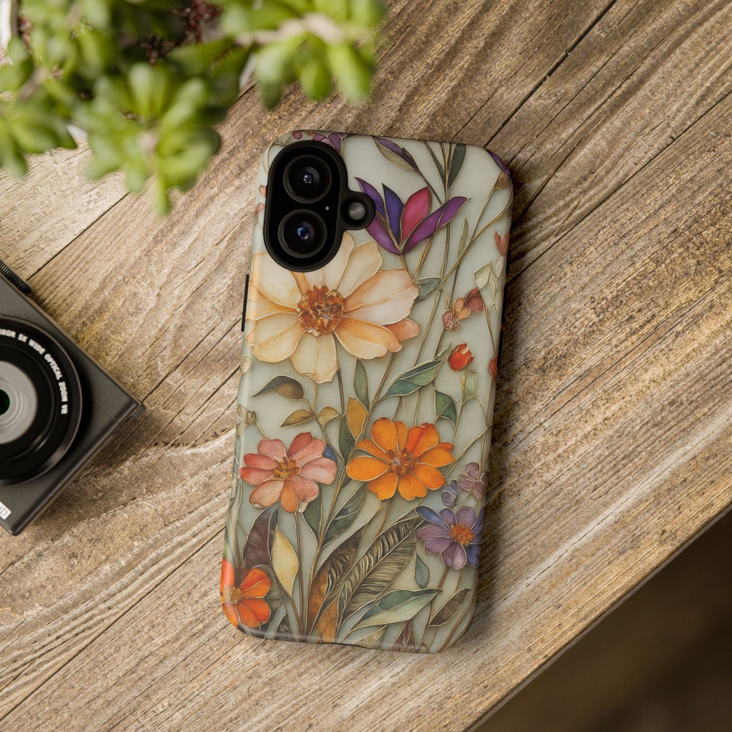 Phone case For iPhone & Samsung, Wildflower Mosaic MagSafe iPhone Case: Botanical Floral Design iPhone