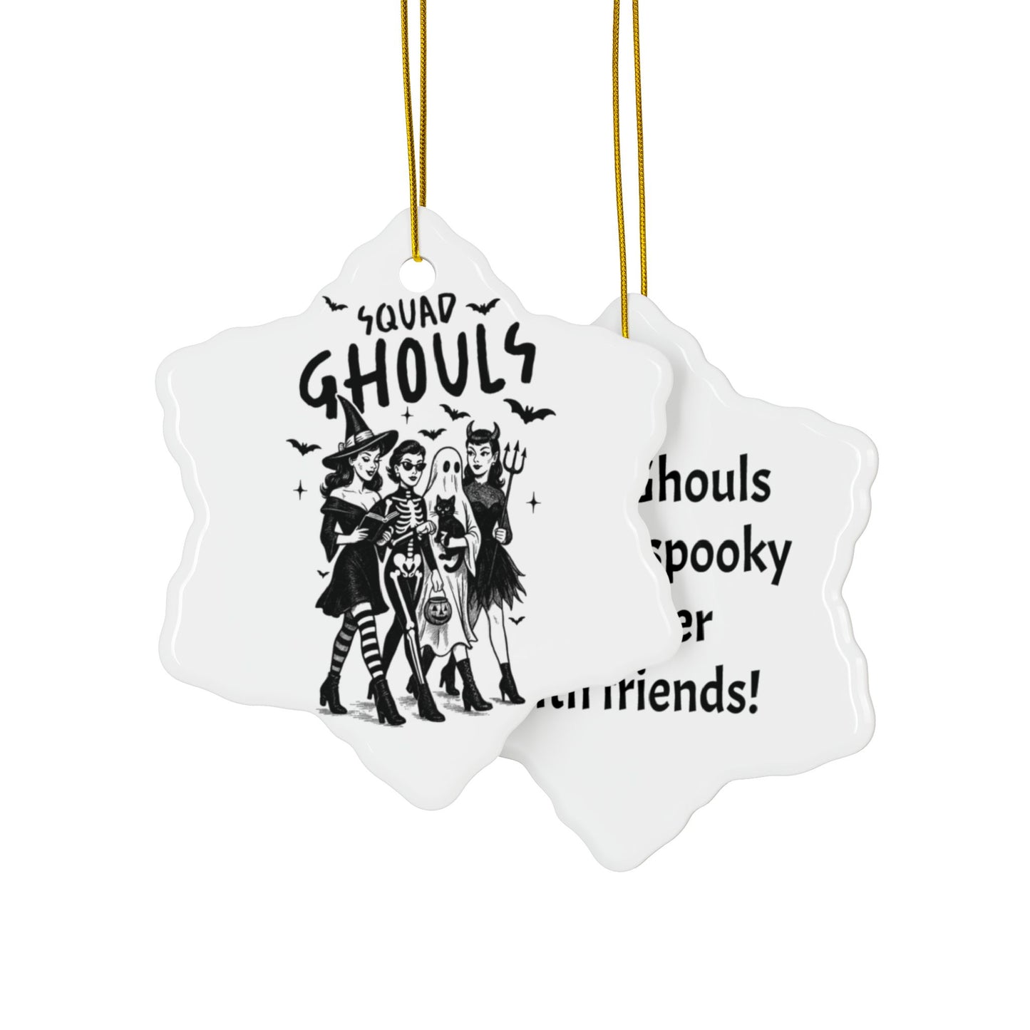 Personalized Squad Ghouls Halloween Ornaments, Double Sided Ceramic Ornament, Fall Decor, Halloween Gifts, Party Favors