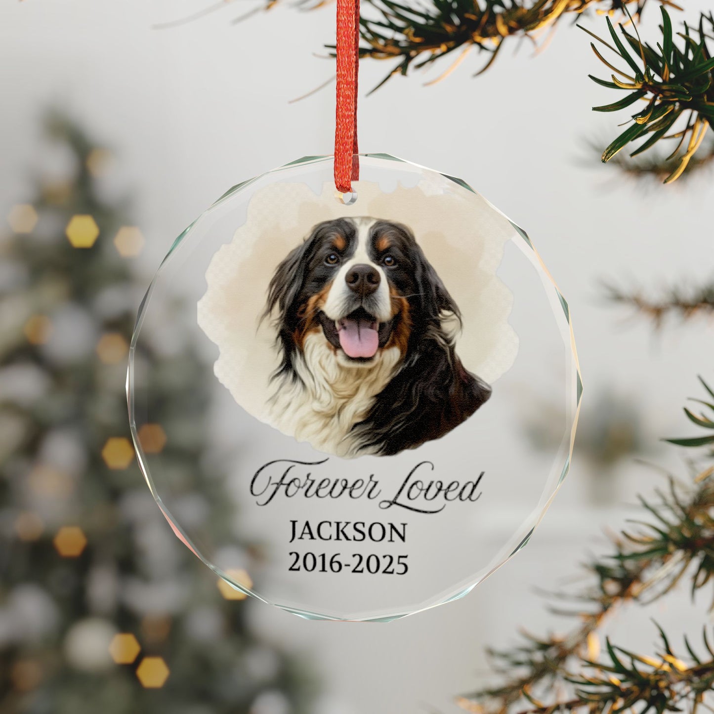 Personalized Dog Memorial Ornament, Dog Photo Ornament, Pet Memorial Gifts, Dog Christmas Ornaments, Dog Loss Keepsake, Forever Loved