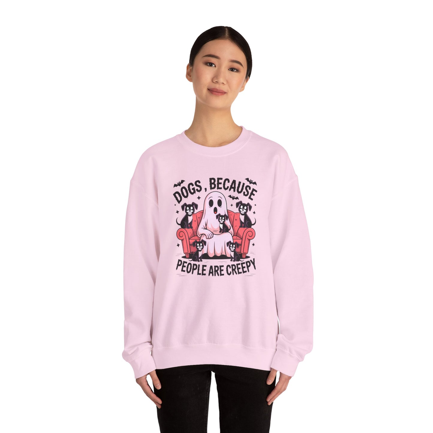 Cozy Halloween Sweatshirt, Funny Ghost And Dog Design, Crewneck, Perfect for Dog Lovers, Fall Fashion, Holiday Gift