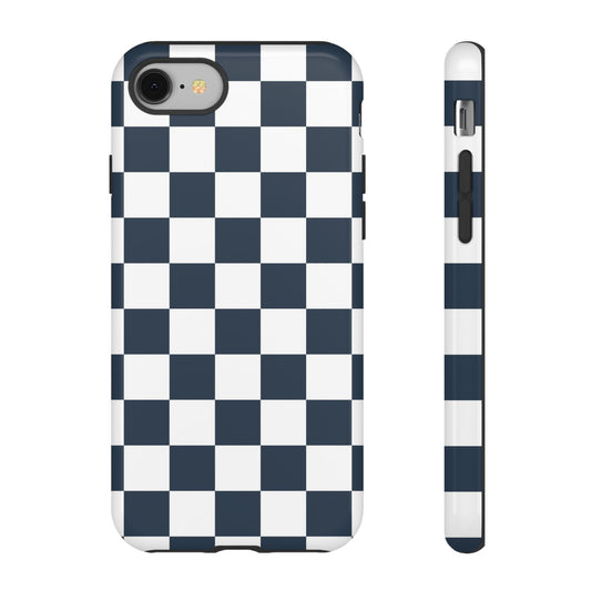 Navy Checkerboard Phone Case, iPhone 17 Pro, 17, 16, 15, 14, 13, 12, 11, X, XR, XS MAX, Tough Case for iPhone