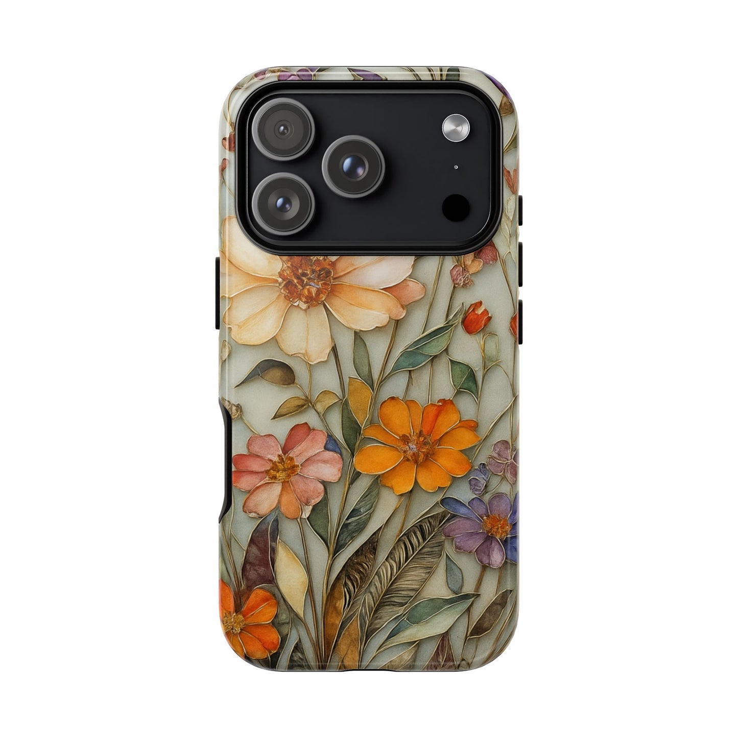 Phone case For iPhone & Samsung, Wildflower Mosaic MagSafe iPhone Case: Botanical Floral Design iPhone