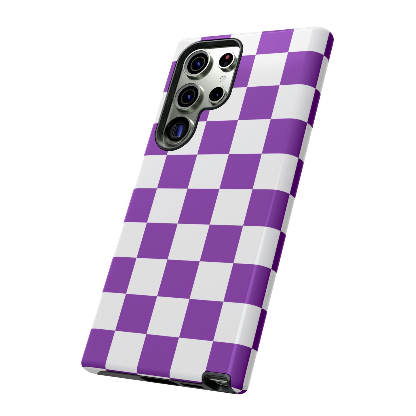 Purple Checkered Phone Case, Samsung Galaxy S25, S25 Plus, S24, S24 Plus, S24 Ultra, S23, S22, S22 Plus, S21 Ultra, S21 FE, S20+