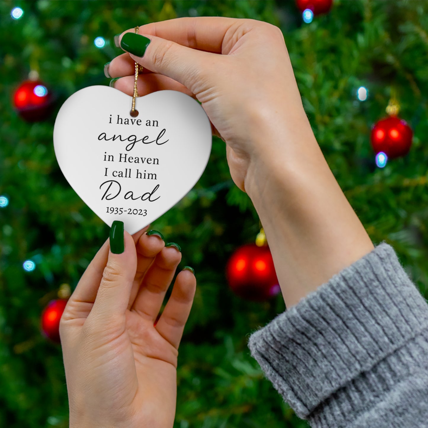 I Have an Angel in Heaven Dad Ornament, Memorial Christmas Ornament, Loss of Father Gift, Remembrance Ceramic Ornament, Sympathy Gift