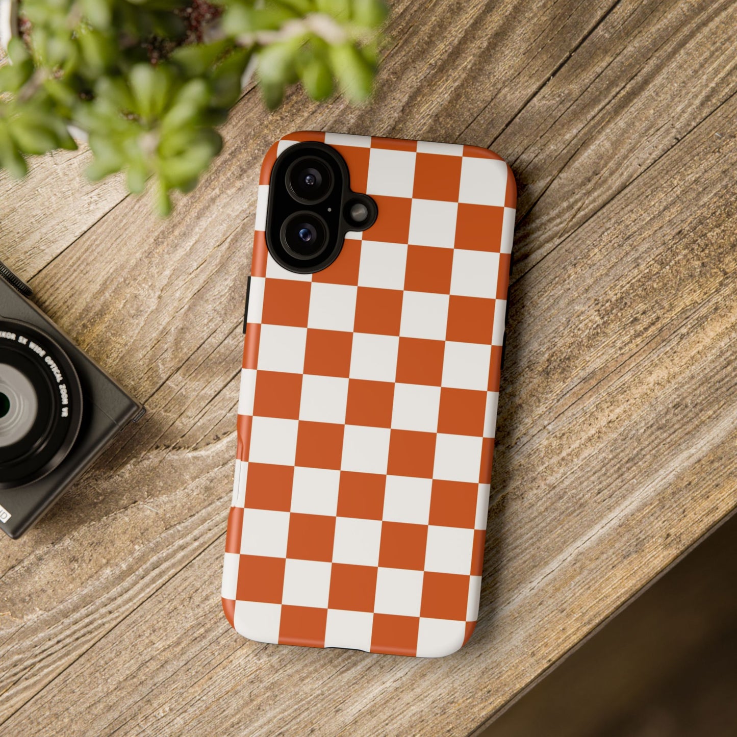Checkered Phone Case, Checkered Phone Case - iPhone 17 16 15 14 13 12 11 Pro Max  - Trendy Black and Brown Checkerboard