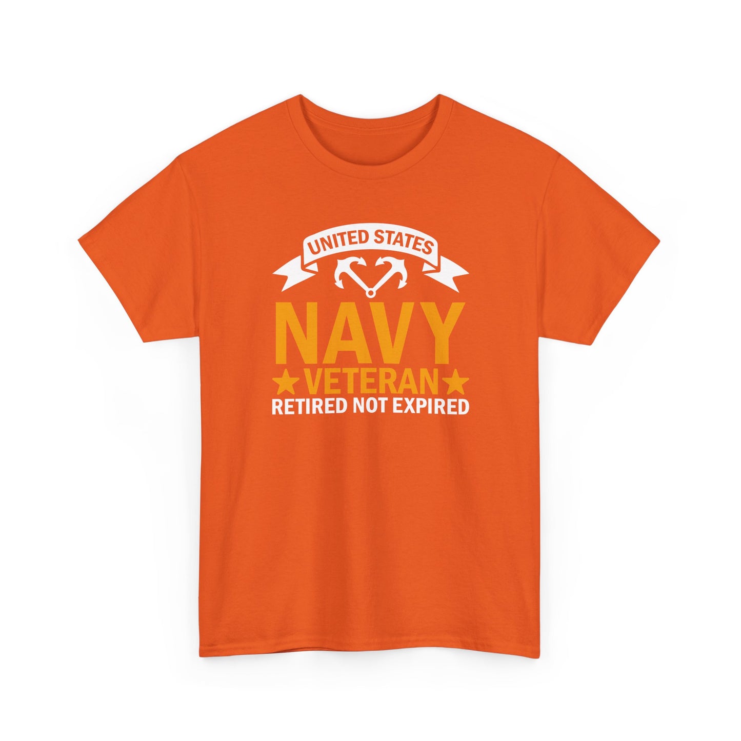 Navy Veteran Heavy Cotton T-Shirt, Gifts for Veterans, Memorial Day, Patriotic Apparel, Retired Not Expired, Gift for dad