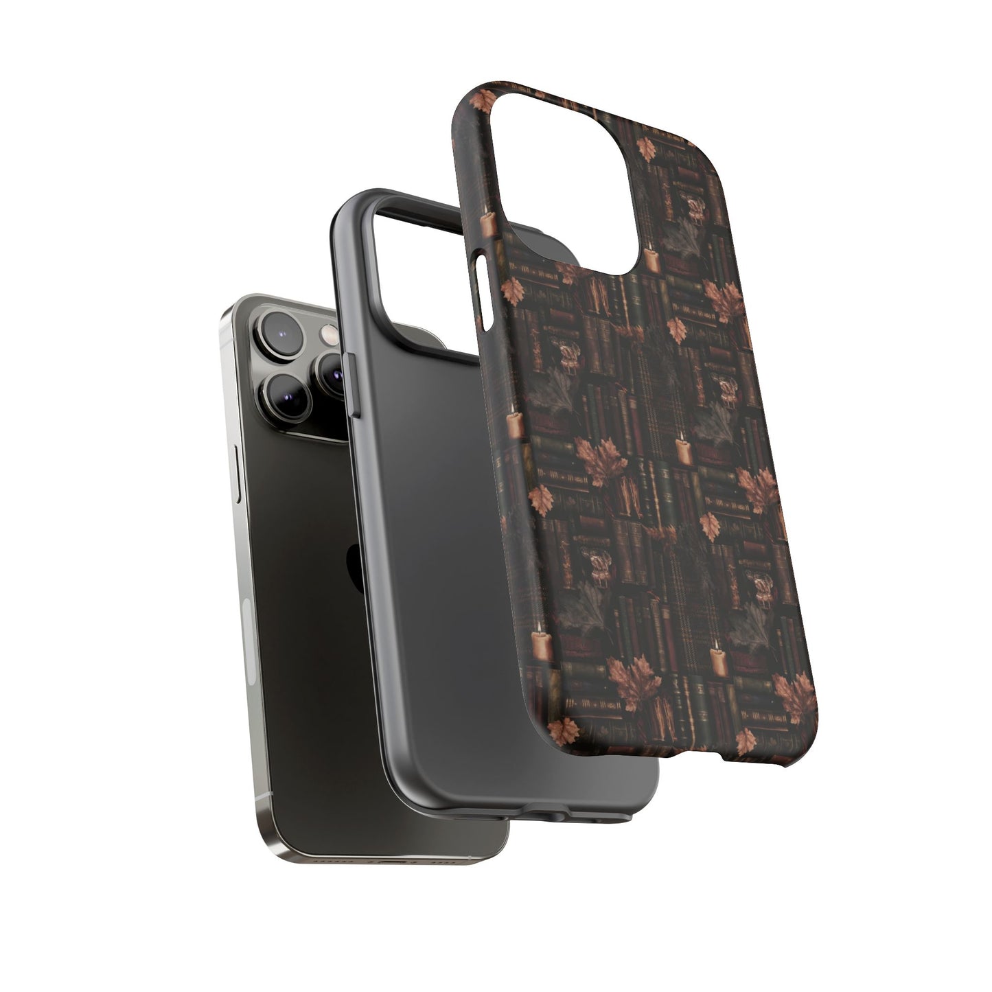 Gothic Phone Case Dark Academia Literary iPhone Samsung Cover with Books & Flowers, Phone case