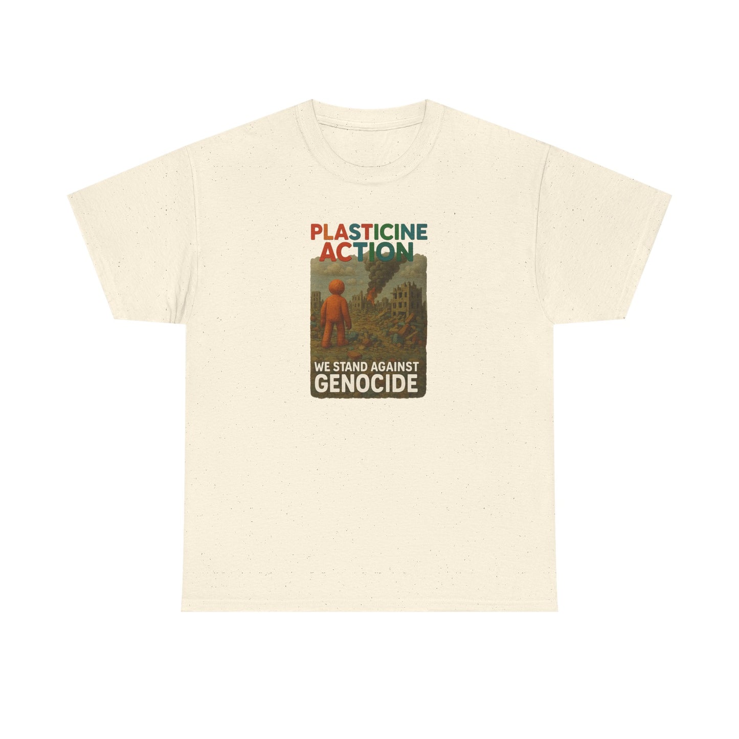 Plasticine Action Heavy Cotton Tee, Stand Against Genocide, Activist Wear, Social Justice Shirt, Awareness Tee, Thought Provoking Apparel