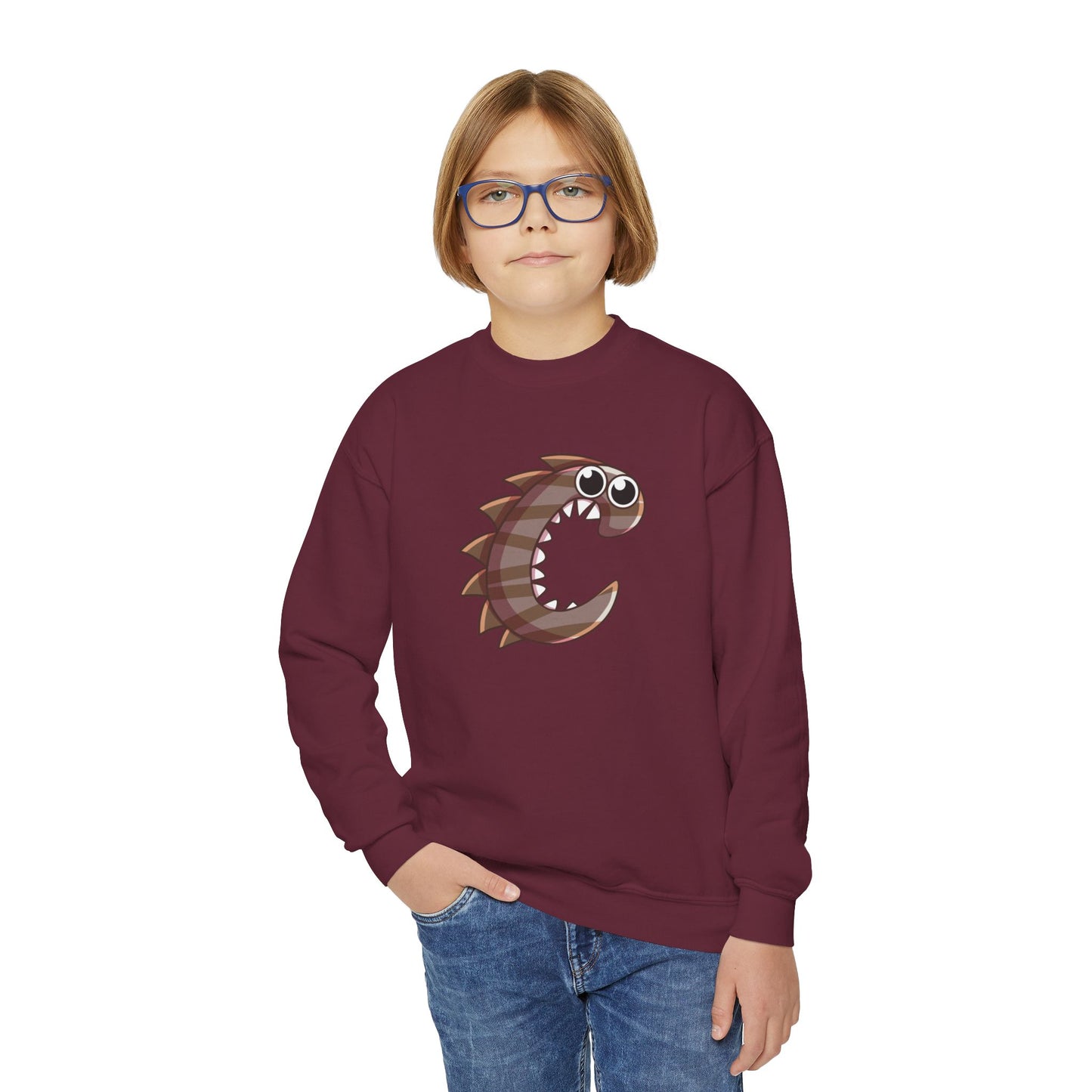 Cute Fish Graphic Youth Crewneck Sweatshirt, Fun Gift, Cozy Wear, Casual Style, Perfect for Kids, Name Initial Sweatshirt, Birthday Gift