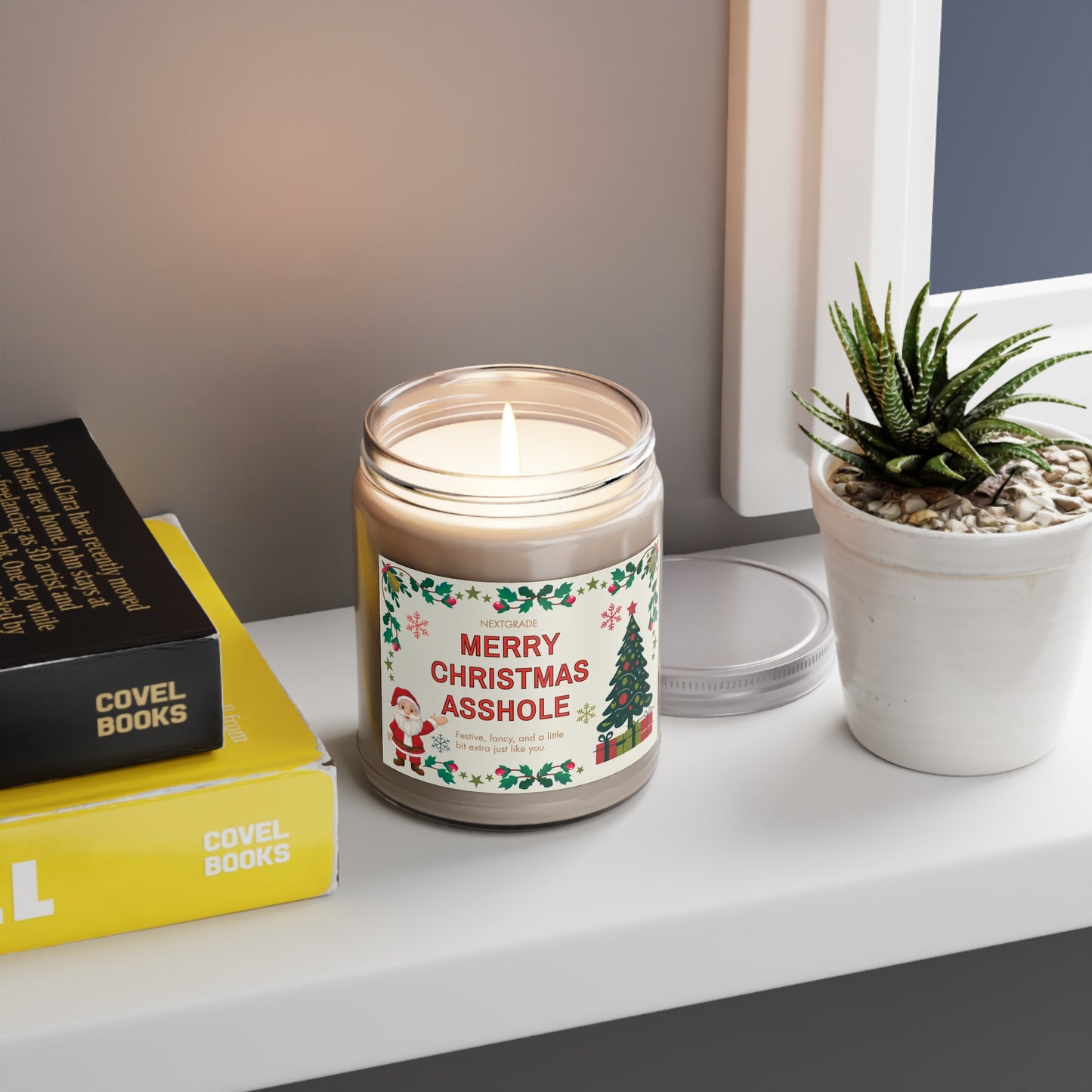 Merry Christmas Asshole Candle, Funny Holiday Gift for Friends or Coworkers | Hand-Poured Soy Candle | 8 Scents | Hilarious Christmas Gift