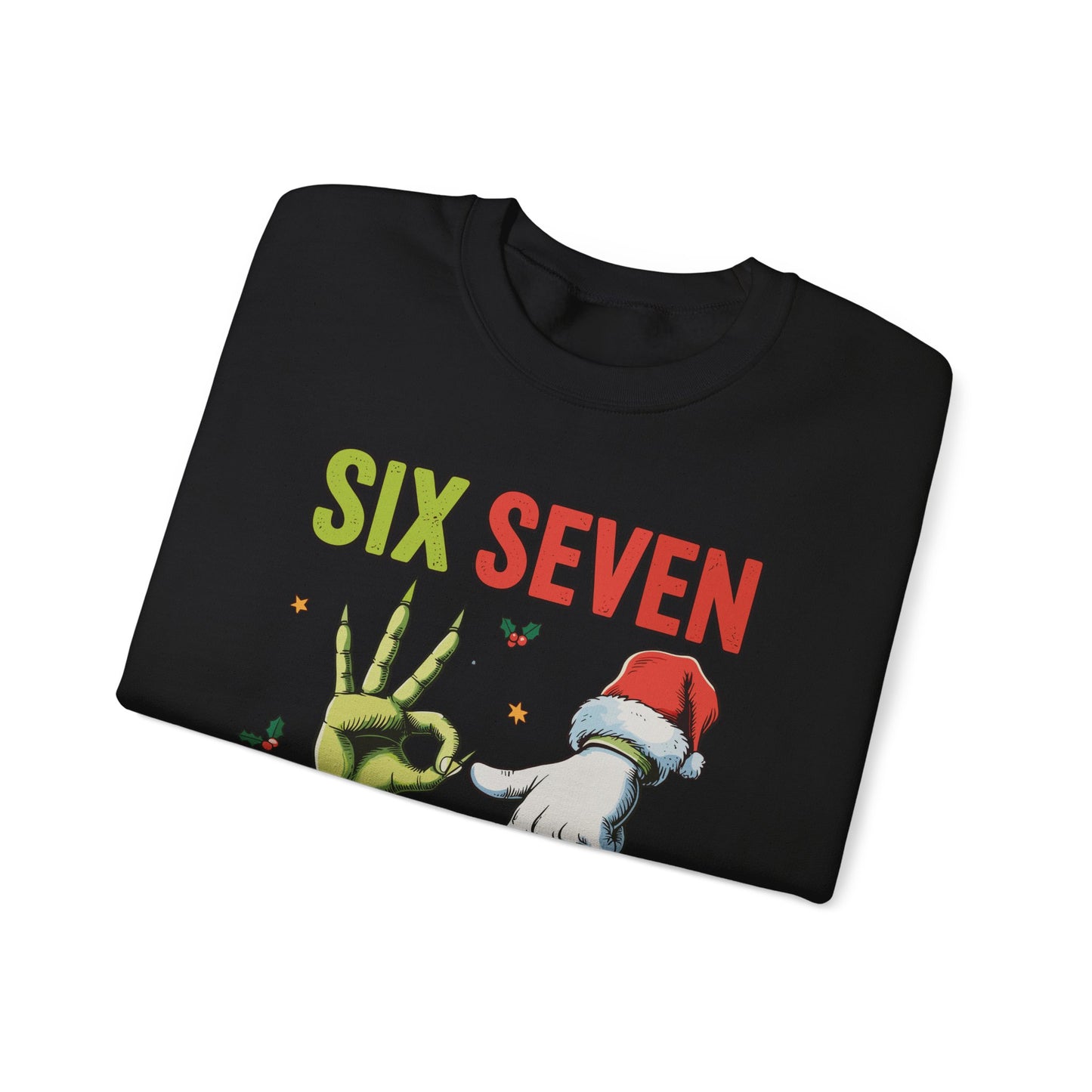 Funny Six Seven Christmas Sweatshirt | Santa Hands Holiday Crewneck | Cozy Pink Christmas Sweater for Men Women | Festive Holiday Gift