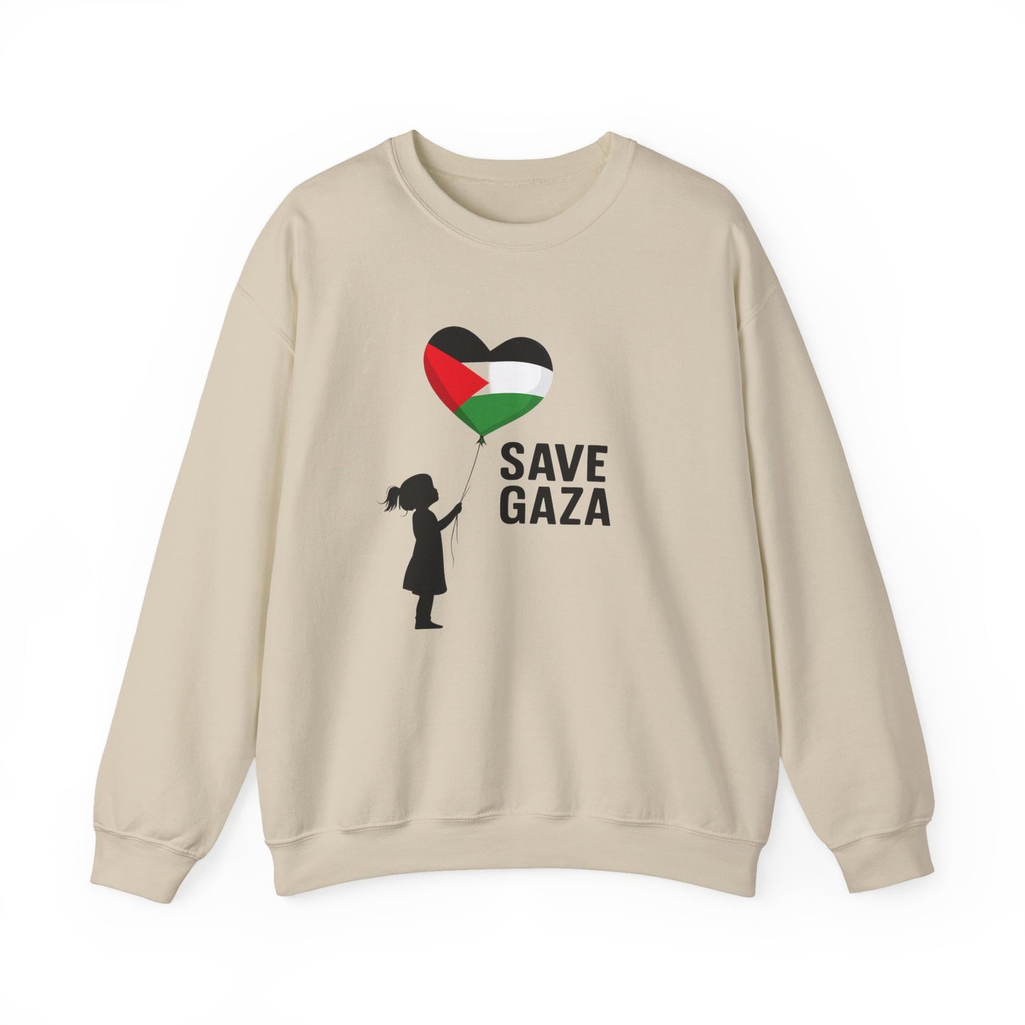 Save Gaza Crewneck Sweatshirt, Protest Apparel, Activist Fashion, Unisex Heavy Blend, Gift for Human Rights Advocates